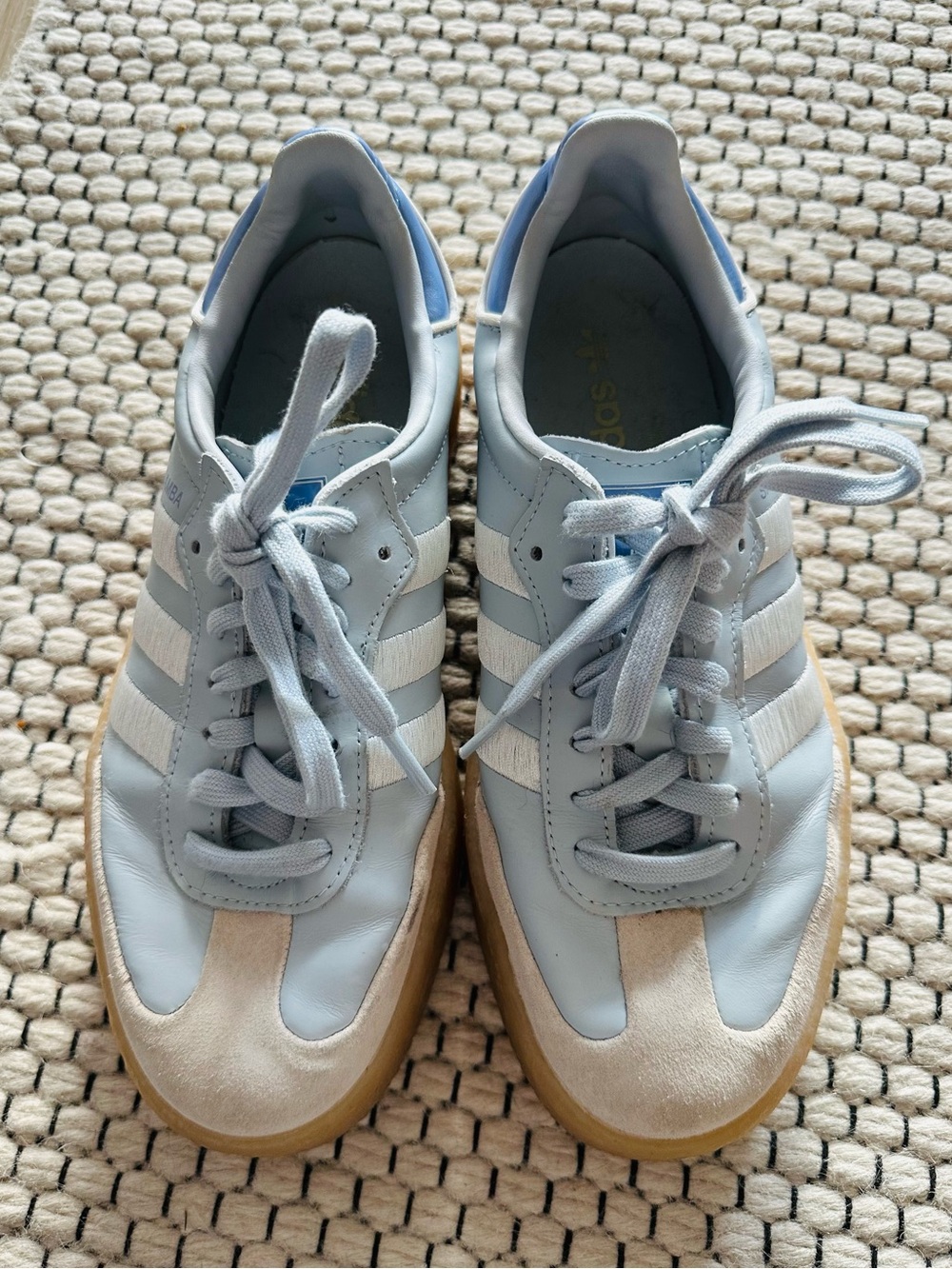 Adidas Sambae Halo Blue/off white/ blue sparkle in size 8 - Picture 2 of 7